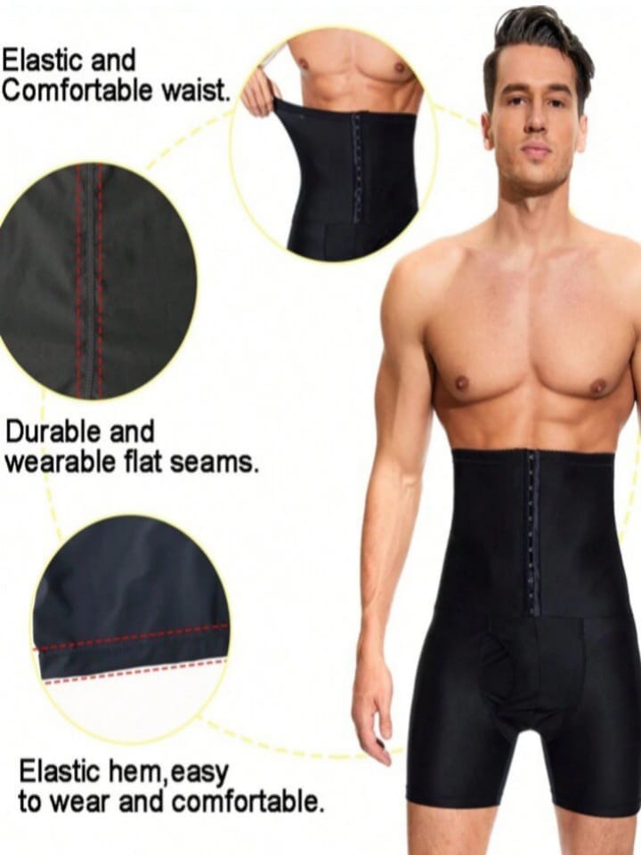 Men's High-Waist Compression Shapewear Shorts – Waist Trainer Body Shaper Underwear
